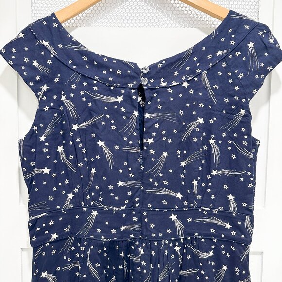 Modcloth Short Dress 50's Navy Star Galaxy Witchy Halloween Magic Celestial - Picture 8 of 9